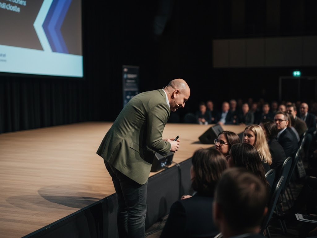 Fernando Solar engaging with the audience at a conference